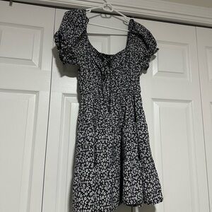 Floral Black and White Mini Dress